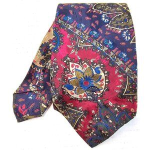 Countess Mara Levys Vintage Silk Tie Floral Paisley Print Red Navy Men Accessory